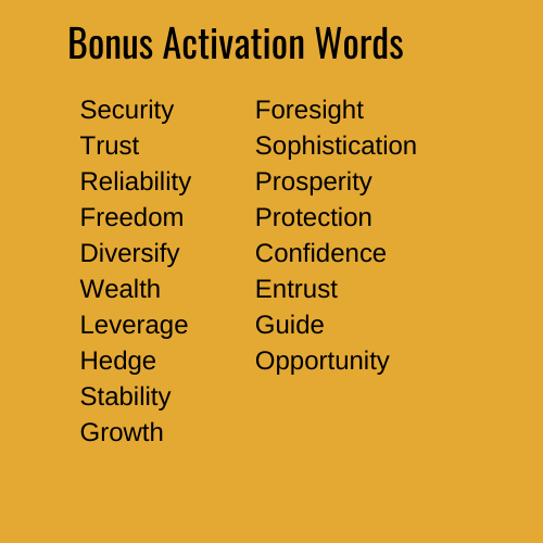 Bonus Activation Words